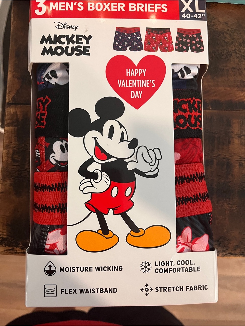 Men’s Disney Mickey Mouse Boxer Briefs - Red, Black & White Size XL